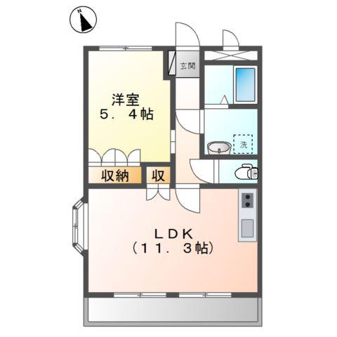 ルミナスハイム(1LDK/2階)の間取り写真