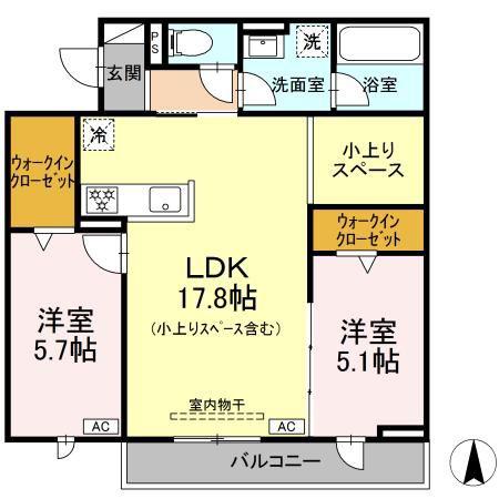 GOODEN徹明通(2LDK/3階)の間取り写真