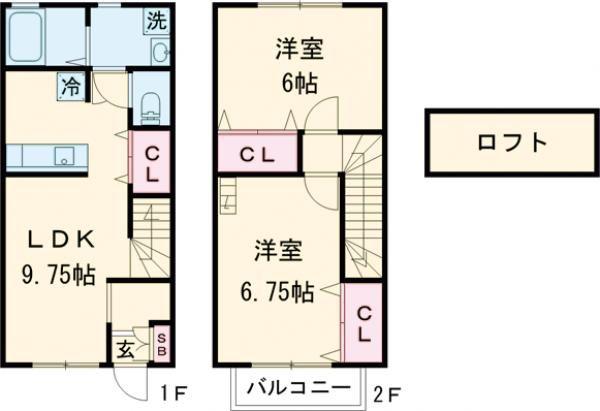 リバーサイド西山(2LDK/1階)の間取り写真