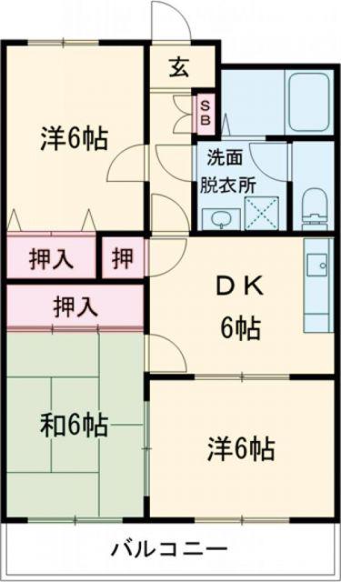 サンヴィラージュ(3DK/2階)の間取り写真