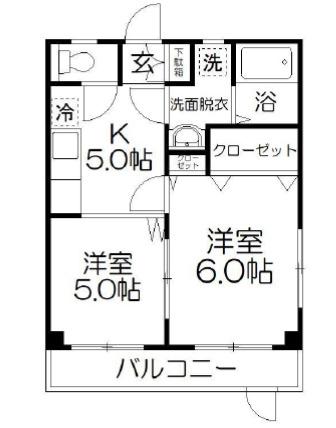 ビレッジ北栄 102(2K/1階)の間取り写真