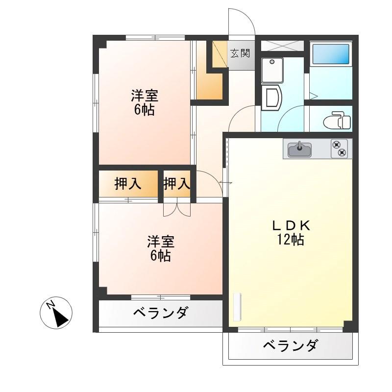 シティ・サンロード(2LDK/1階)の間取り写真