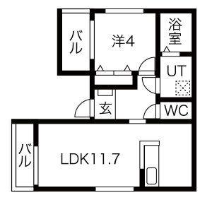 GRANDEUR(1LDK/3階)の間取り写真