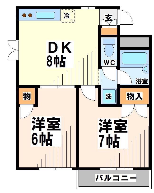 杉田レジデンス 当社管理物件(2LDK/3階)の間取り写真