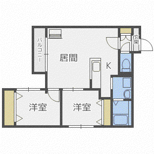 カサ・ヴェルデ宮の森(2LDK/1階)の間取り写真