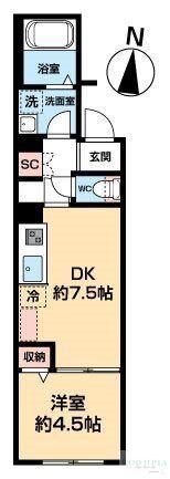 NEXAS EBARA(1DK/3階)の間取り写真