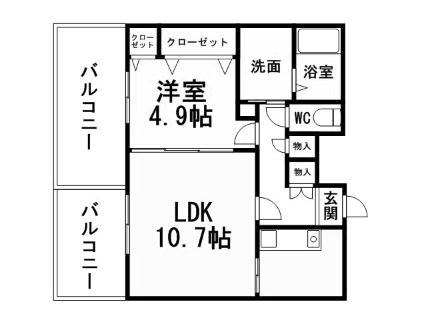 フェリシエ三萩野(1LDK/3階)の間取り写真