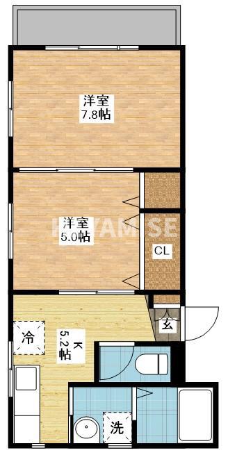 リバーフィールド川原(2K/5階)の間取り写真