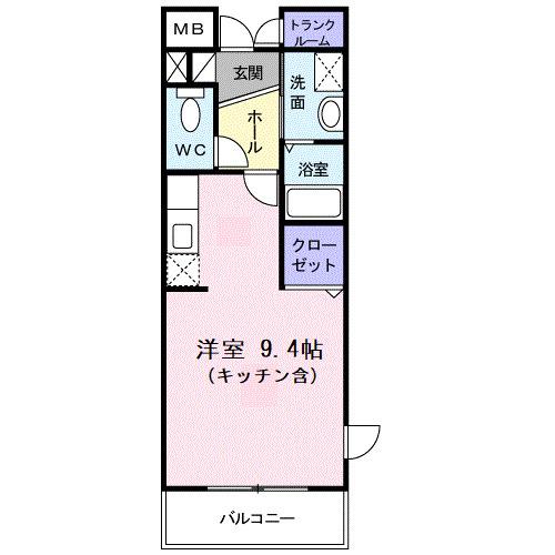 オーブソレイユ(ワンルーム/1階)の間取り写真