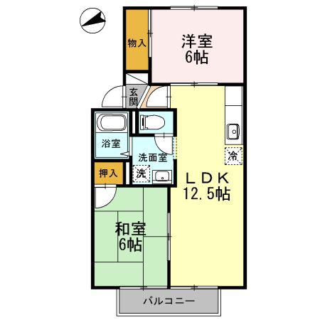アベニュー皆生(2LDK/2階)の間取り写真
