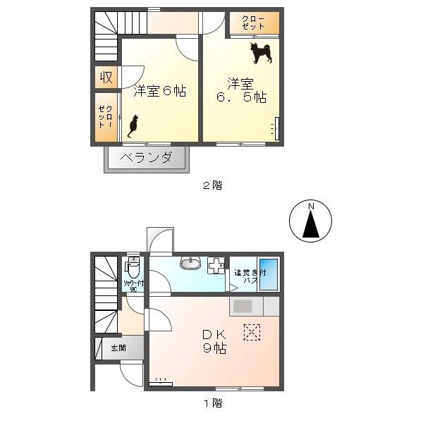 コンフォルターブル清水B(2DK/1階)の間取り写真