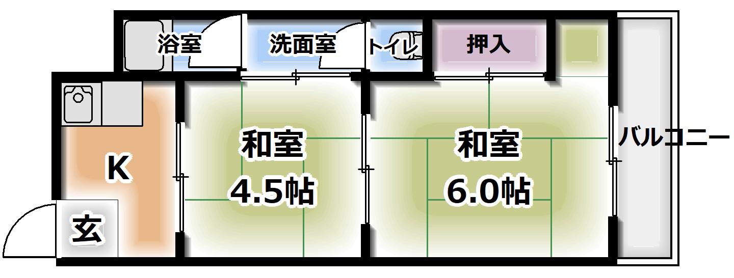 藤田マンション(2K/5階)の間取り写真