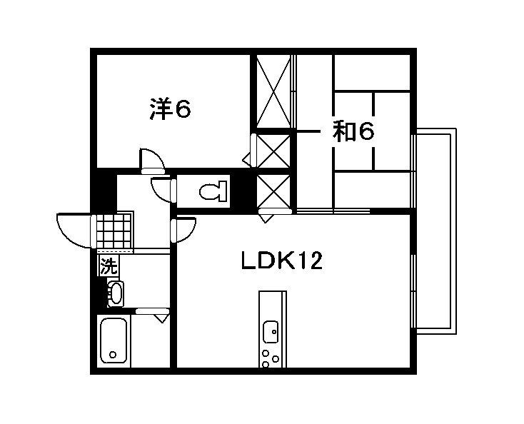 四元ハイツ(2LDK/2階)の間取り写真