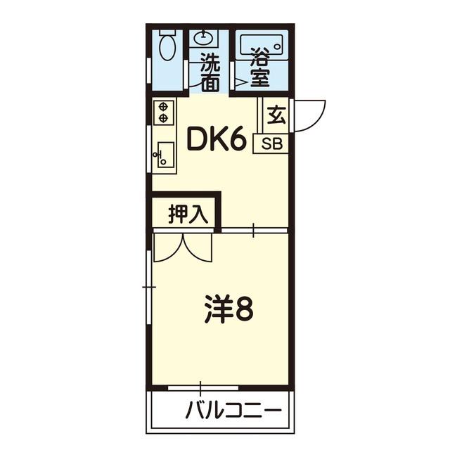 コーポ九品寺(1DK/2階)の間取り写真