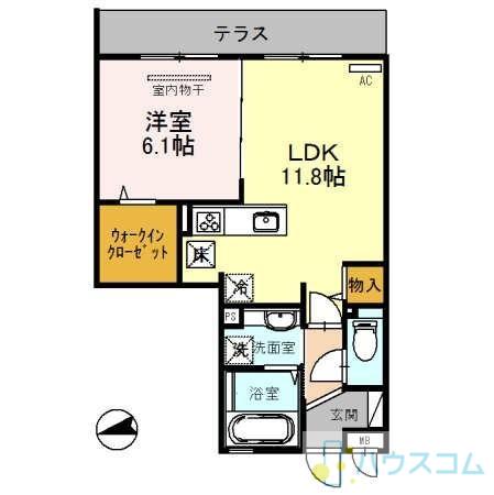 ガーデンパレス箕面A(1LDK/1階)の間取り写真