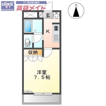 ギャルソニエール泉(1K/1階)の間取り写真