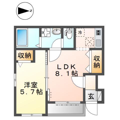 ハイム清風(1LDK/1階)の間取り写真