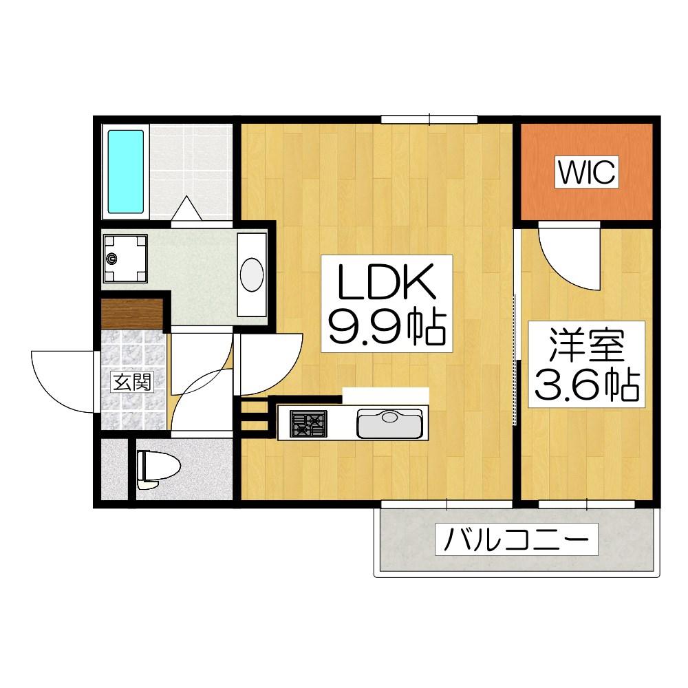 一乗寺北大丸町計画(1LDK/2階)の間取り写真