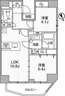SYFORME江戸川橋(2LDK/7階)の間取り写真