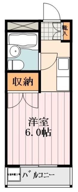 ジュネス・田野倉(1K/2階)の間取り写真