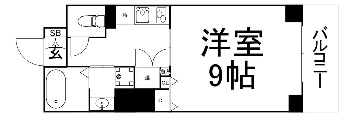 クレアート大手前グランアクシア(1K/8階)の間取り写真