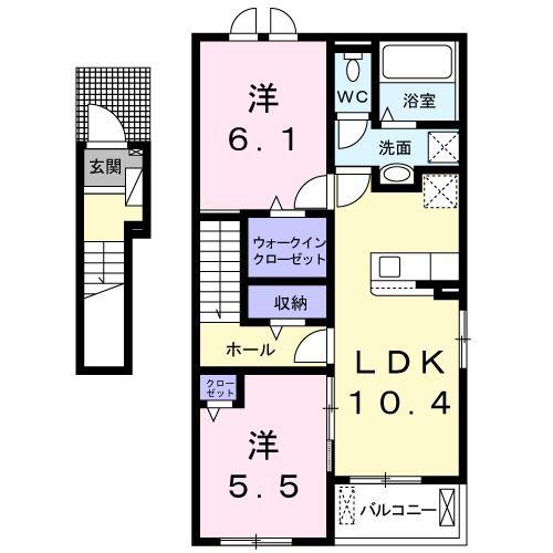 アドバンスI(2LDK/2階)の間取り写真