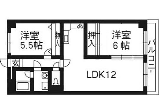 レジデンス南草津(2LDK/5階)の間取り写真
