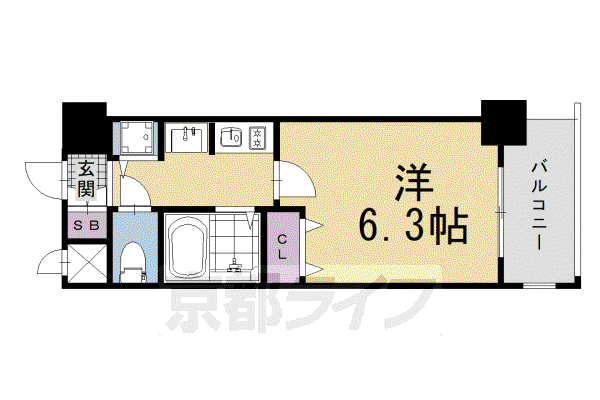 プレサンス京都四条堀川(1K/11階)の間取り写真