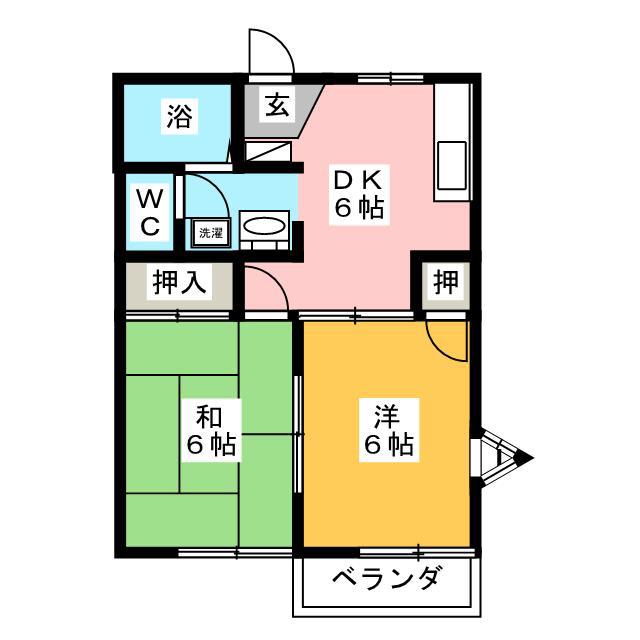 コスモハイツRI-II(2DK/2階)の間取り写真
