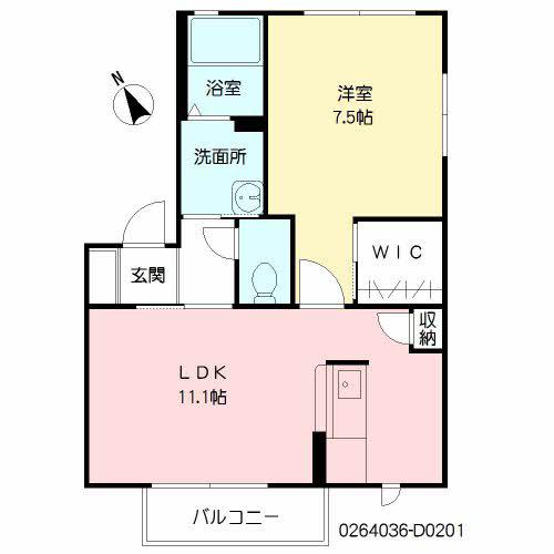 サクラージュII D(1LDK/2階)の間取り写真