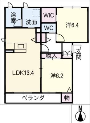 リュクス明和(2LDK/2階)の間取り写真
