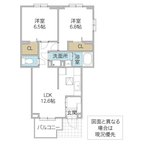 エンジェライトII(2LDK/1階)の間取り写真