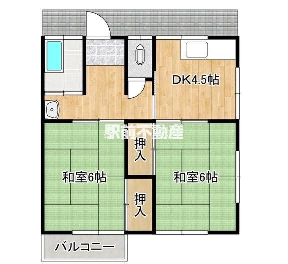 コーポ健老(2DK/2階)の間取り写真