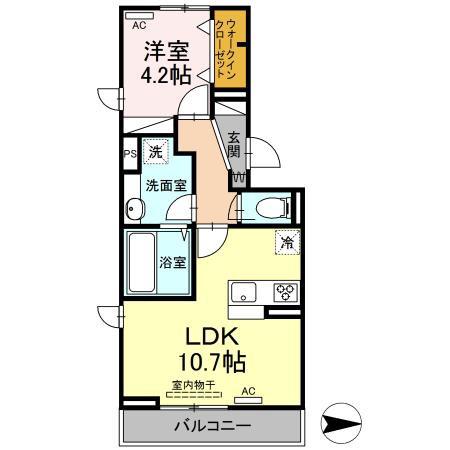 D-ROOM熊西(1LDK/3階)の間取り写真