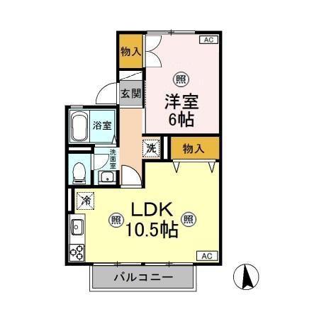 エピナール A(1LDK/1階)の間取り写真