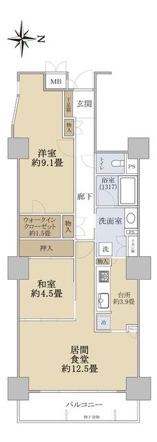 ファーストタワー大津MARY(2LDK/7階)の間取り写真