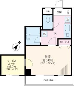 フェイス北上野(1SK/3階)の間取り写真
