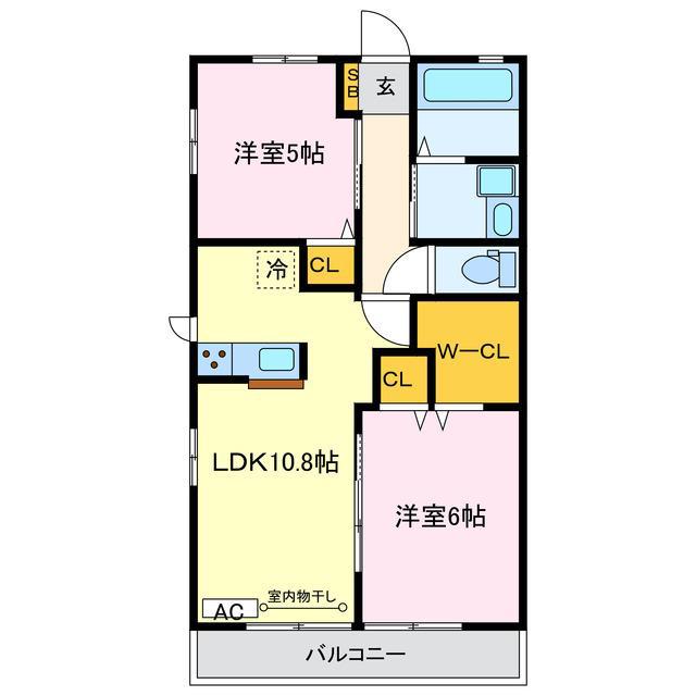 グランデイジ栄II(2LDK/1階)の間取り写真