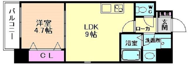 GRAN南堀江(1LDK/8階)の間取り写真