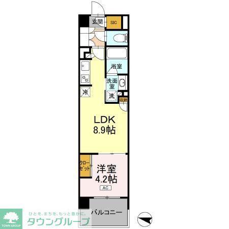 ロイヤルパークス仙台青葉通(1LDK/9階)の間取り写真