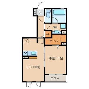 フォンテーヌ上社(1LDK/1階)の間取り写真