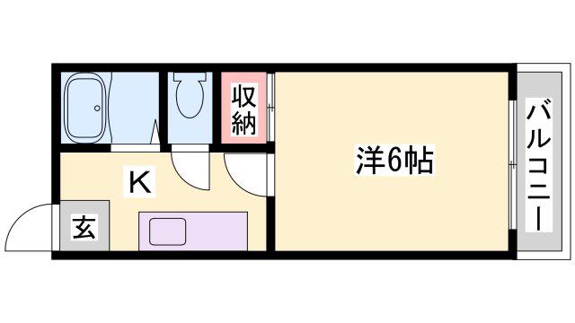 キューブM&M(1K/1階)の間取り写真