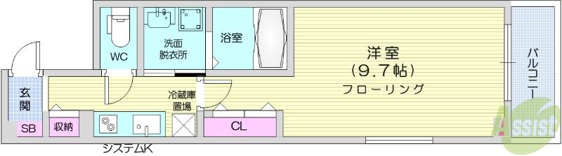 杜の風 原町Ⅰ(1K/2階)の間取り写真