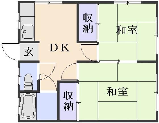 吉島アパート(2DK/2階)の間取り写真