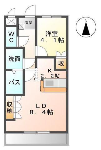 ラフィネII(1LDK/1階)の間取り写真