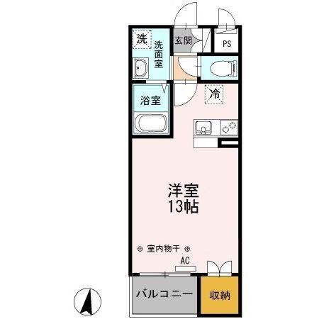 グランシャリオ(ワンルーム/2階)の間取り写真