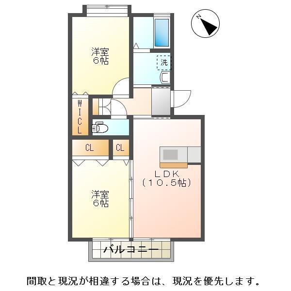 シュペルノーヴァB棟(2LDK/2階)の間取り写真