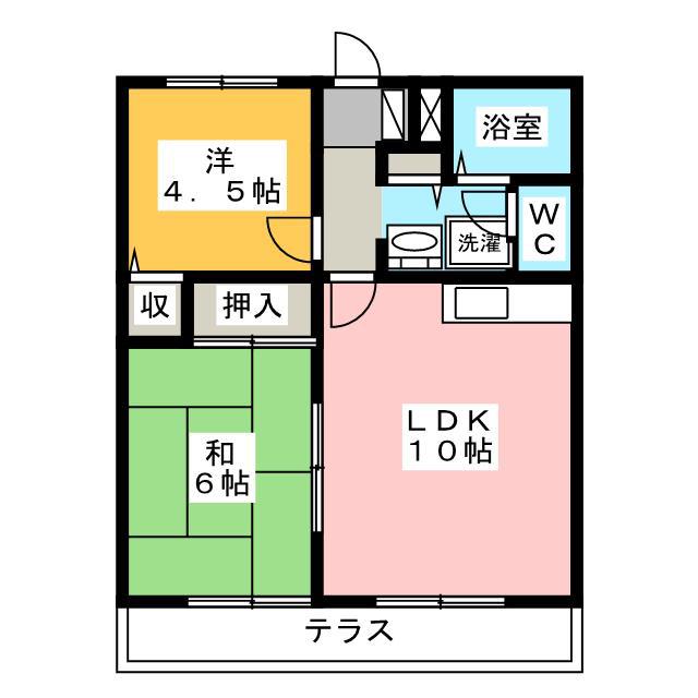 マーブルヒル(2DK/1階)の間取り写真