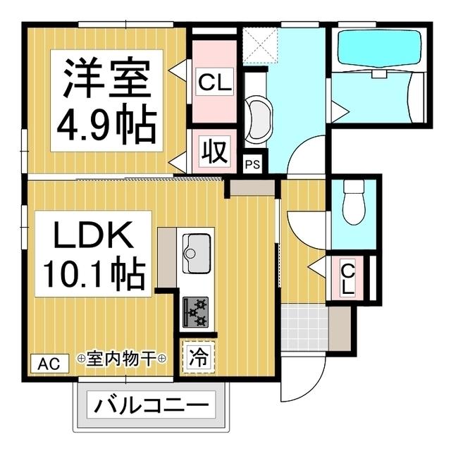 ルミエール(1LDK/1階)の間取り写真