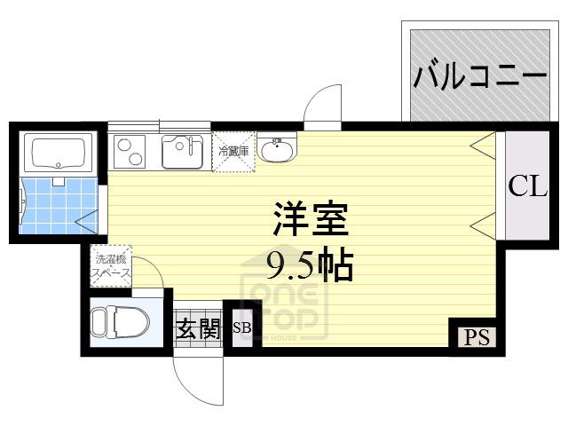 レストフォルム茨木(ワンルーム/3階)の間取り写真